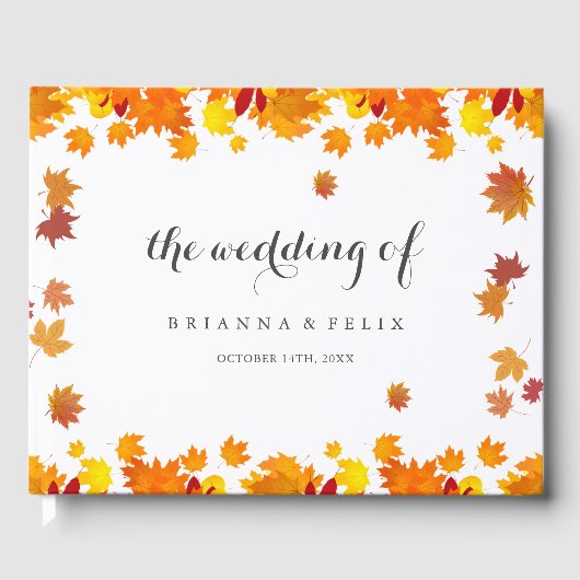 Rustic Autumn Leaves Wedding Gästebuch (Vorderseite)