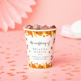 Rustic Autumn Leaves Wedding Pappbecher