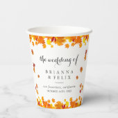 Rustic Autumn Leaves Wedding Pappbecher (Rückseite)