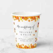 Rustic Autumn Leaves Wedding Pappbecher (Vorderseite)