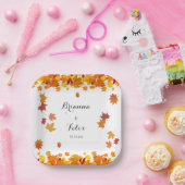 Rustic Autumn Leaves Wedding Pappteller (Party)