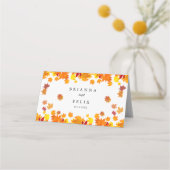 Rustic Autumn Leaves Wedding Platzkarte (Rückseite)