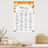 Rustic Autumn Leaves Wedding Seating Chart Poster (Küche)