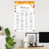 Rustic Autumn Leaves Wedding Seating Chart Poster (Heimbüro)