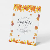 Rustic Autumn Leaves Wedding Sparkle Sign Sockelschild (Vorderseite)