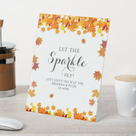 Rustic Autumn Leaves Wedding Sparkle Sign Sockelschild