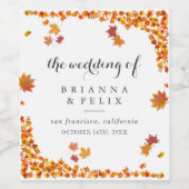 Rustic Autumn Leaves Wedding Weinetikett (Einzelnes Label)