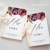 Rustic Autumn Marsala Floral His Wedding Vows Card Karte