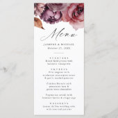 Rustic Autumn Marsala Floral Wedding Menükarte (Vorderseite)