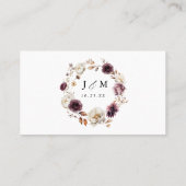 Rustic Autumn Marsala Floral Wedding Platzkarte (Rückseite)