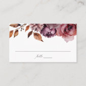 Rustic Autumn Marsala Floral Wedding Platzkarte (Vorderseite)