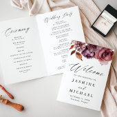 Rustic Autumn Marsala Floral Wedding Programm