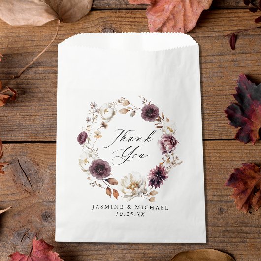 Rustic Autumn Marsala Floral Wedding Thank You Geschenktütchen