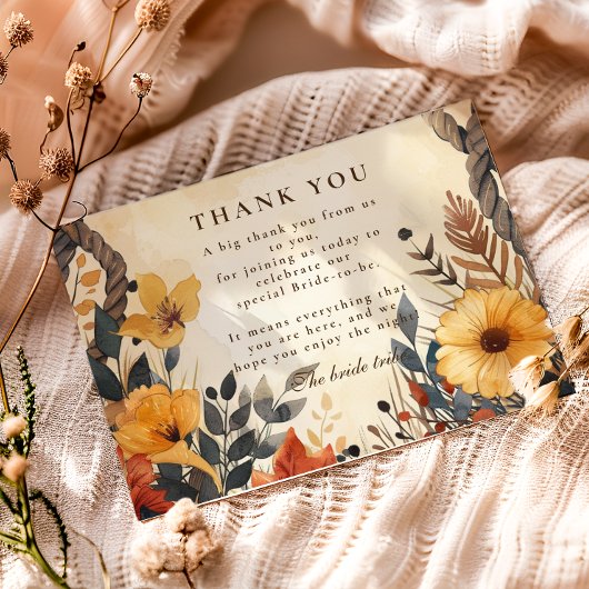 Rustic Autumn Meadow Bridal Shower Dankeskarte