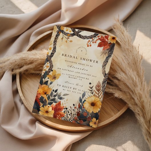 Rustic Autumn Meadow Bridal Shower Einladung