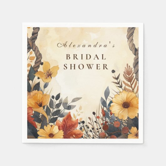 Rustic Autumn Meadow Bridal Shower Serviette (Vorderseite)
