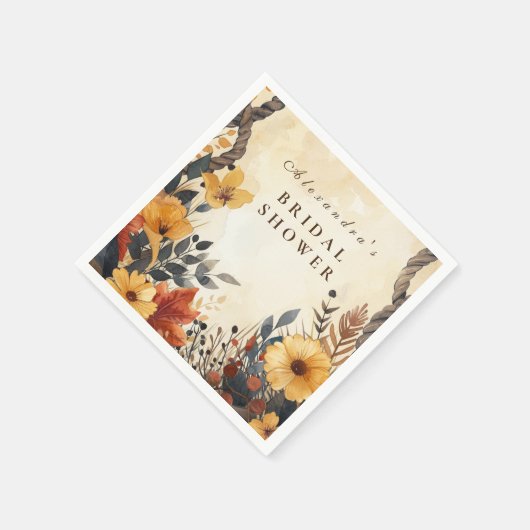 Rustic Autumn Meadow Bridal Shower Serviette (Ecke)