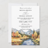 Rustic Autumn Mountain Budget QR Code Wedding Einladung (Vorderseite)