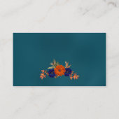 Rustic Autumn Orange Navy Blue Floral Wedding Platzkarte (Rückseite)