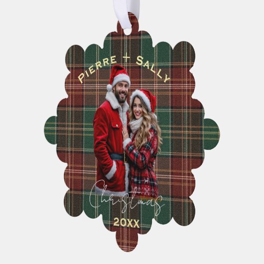 Rustic Autumn Plaid Ornament Karte (Linke Ecke)