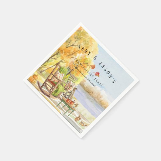 Rustic Autumn Porch | Thanksgiving Serviette (Ecke)