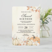 Rustic Autumn Pumpkins & Flowers  Einladung (Stehend Vorderseite)