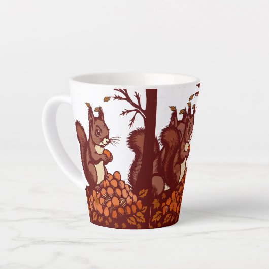 🐿️ Rustic Autumn Squirrel Latte Mug Milchtasse (Linke Ecke)