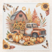 Rustic Autumn Thanksgiving Farmhouse Inspired Glasuntersetzer (Vorderseite)