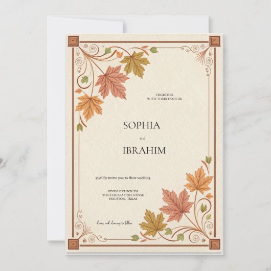 Rustic Autumn Wedding Invitation Template Einladung (Vorderseite)