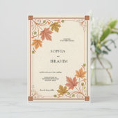 Rustic Autumn Wedding Invitation Template Einladung (Stehend Vorderseite)