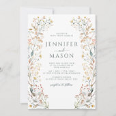 Rustic Autumn Wildflower Wreath Wedding Invitation Einladung (Vorderseite)