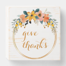 Rustic Autumn with Floral Design "Give Thanks"