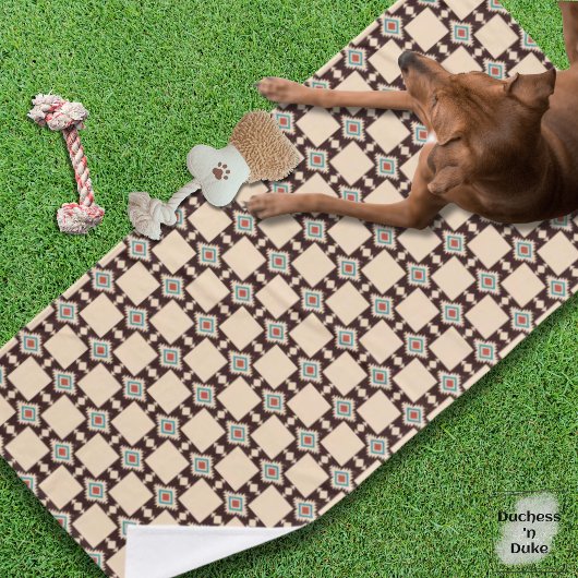 Rustic Aztec Cross Boho Pattern Pet Towel Badehandtuch