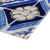 Rustic Azulejo Spanisches Muster Tiles Navy White Schneidebrett (Ecke)