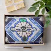 Rustic Azulejo Spanisches Muster Tiles Navy White Seidenpapier (Geschenk)