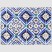 Rustic Azulejo Spanisches Muster Tiles Navy White Seidenpapier (Vorderseite)