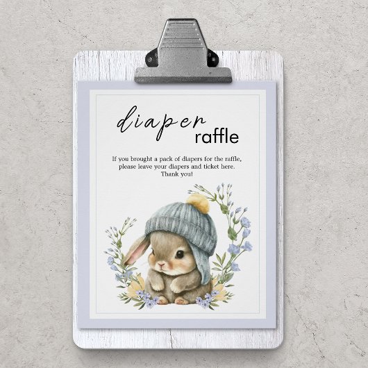 Rustic Baby Animal Baby Shower Bunny Diaper Raffle Poster