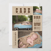 Rustic Baby Announcements - Boy Birth Ankündigung (Rückseite)