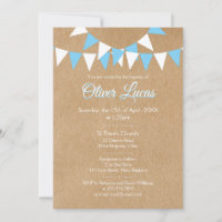 Rustic Baby Boy Blue Bunting Taufe Christening