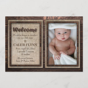 Rustic Baby Boy Custom Foto Geburtsankündigung Ankündigung