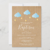 Rustic Baby Boy Taufe Christening Twinkle Stars Einladung (Vorderseite)