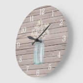 Rustic Baby Breath Mason Jar Clock Große Wanduhr (Winkel)