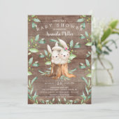 Rustic Baby Bunny Bunny Bunny Mama Babydusche Einladung (Stehend Vorderseite)