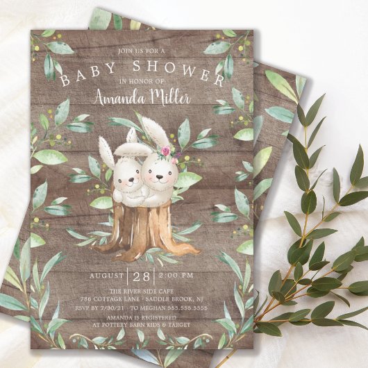 Rustic Baby Bunny Bunny Bunny Mama Babydusche Einladung