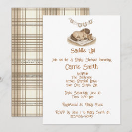 Rustic Baby Cowboy Boots and Foal Einladung