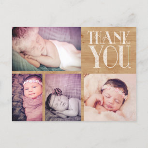Rustic Baby Danke Foto Post Card Ankündigungspostkarte