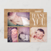 Rustic Baby Danke Foto Post Card Ankündigungspostkarte (Vorne/Hinten)