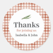 Rustic Baby Dusche Vielen Dank Runder Aufkleber (Vorderseite)