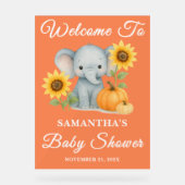 Rustic Baby Elephant Fall Baby Dusche Willkommen Acrylschild (Vorderseite)