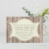 Rustic Baby Girl Dusche Einladung (Stehend Vorderseite)